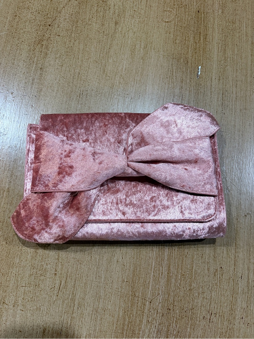 Pink Velvet Bow Clutch Bag